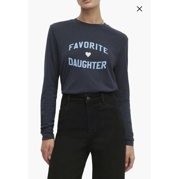 Favorite Daughter Tops - The Favorite Daughter Long Sleeve Graphic Tshirt Womens Medium Blue Heart NWT